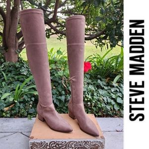 Sexy Fitted Steve Madden Taupe Microsuede OTK Boots